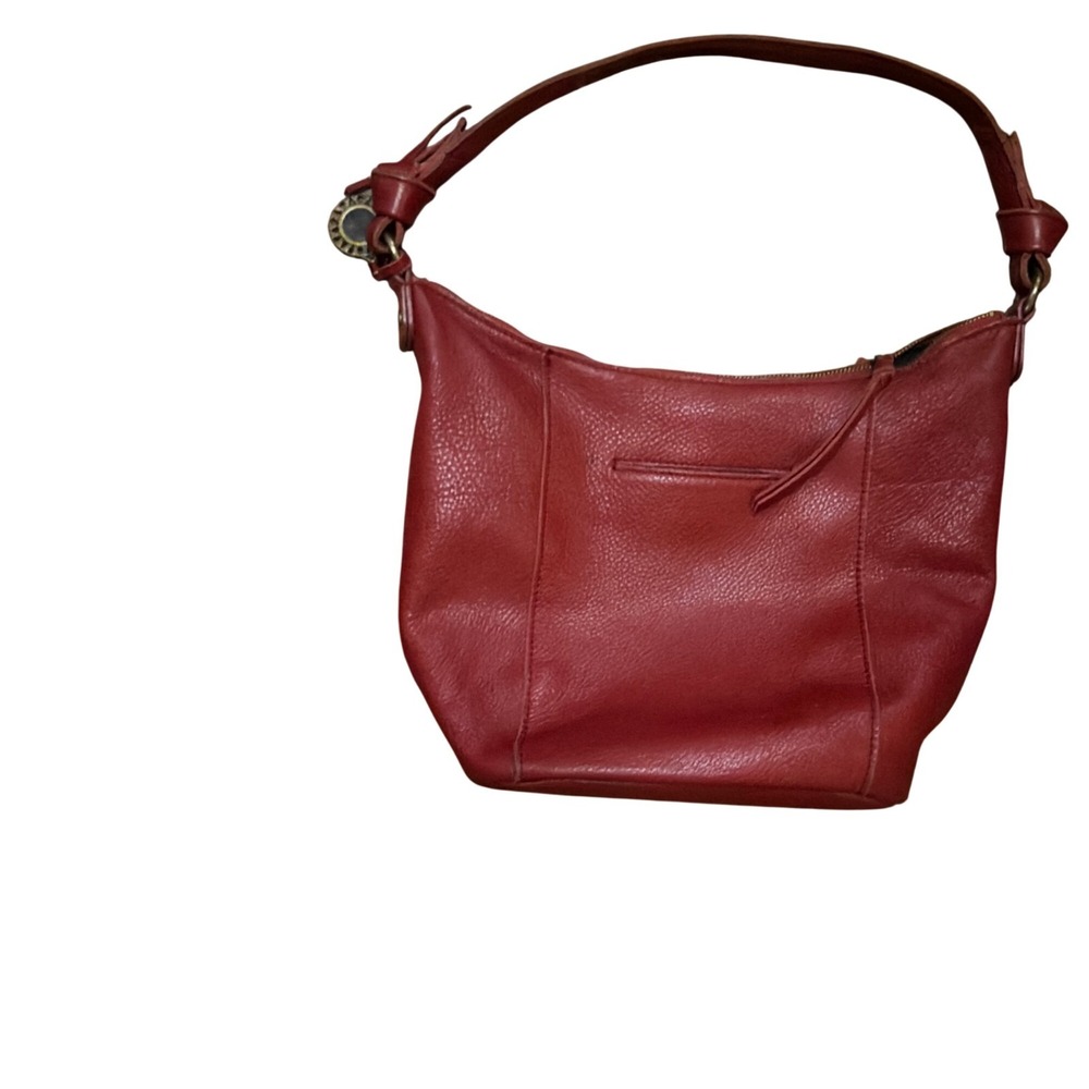 VTG The Sak Sequoia Hobo Bag Soft Pebble Leather Knots Pop of Red Cherry Red Y2K - Picture 4 of 10